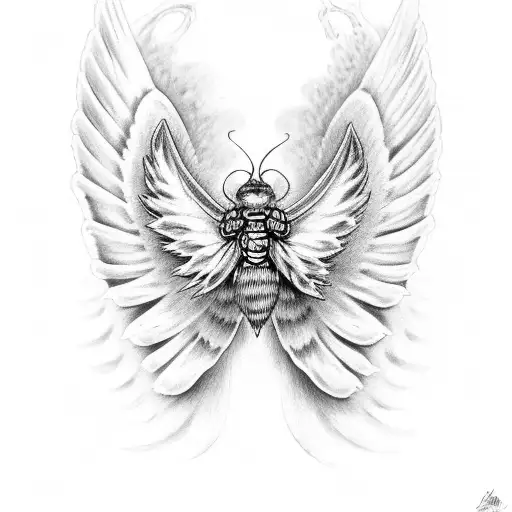 Death Moth Over Angel Wings