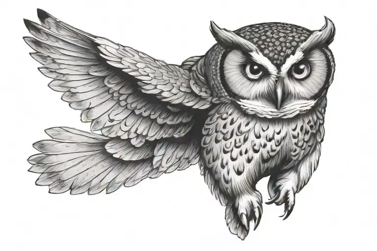 Owl Flying From The Front