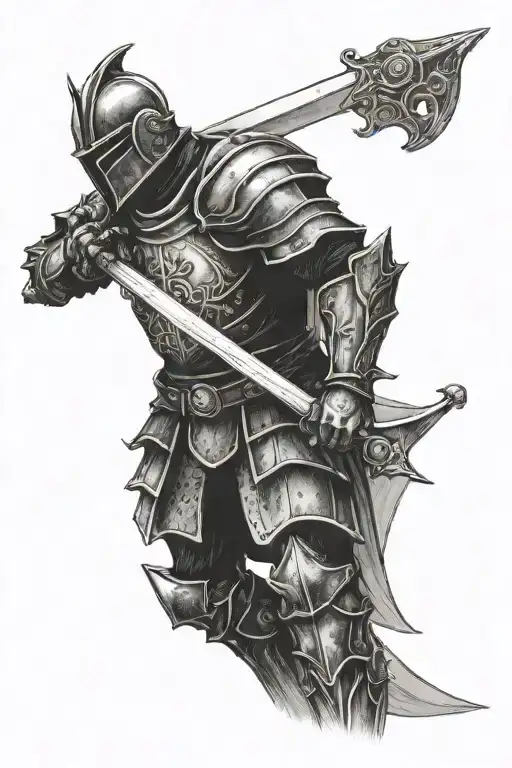 Black Knight Holding A Sword Over The Shoulder