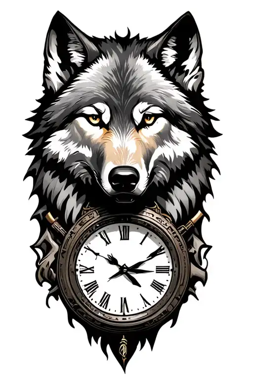 Wolf Clock Flags Weapons
