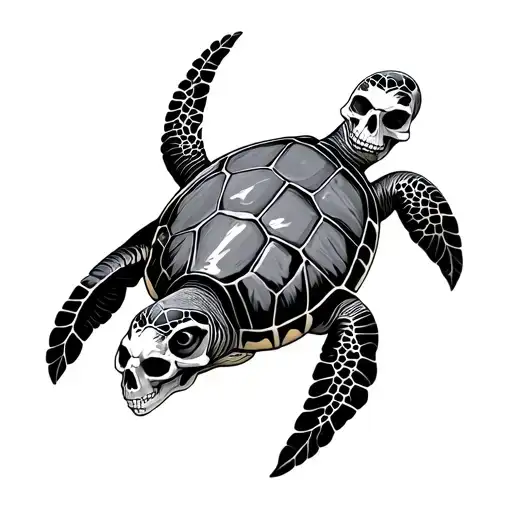 Sea Turtle With Skull Head