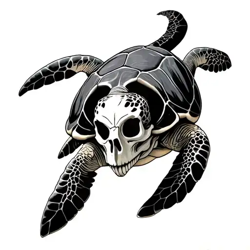 Sea Turtle With Skeleton Head