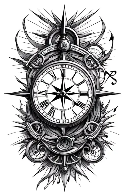 Music Clock Symbol Compass All Seperated Enough To Cover Whole Forearm