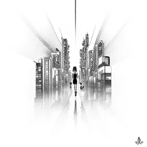 Cyberpunk Tokyo City With Woman