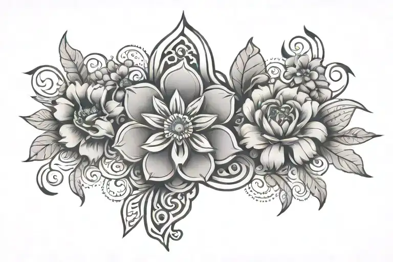 Resilience Growth Strength Family Spirituality Symbols Combined With Flowers