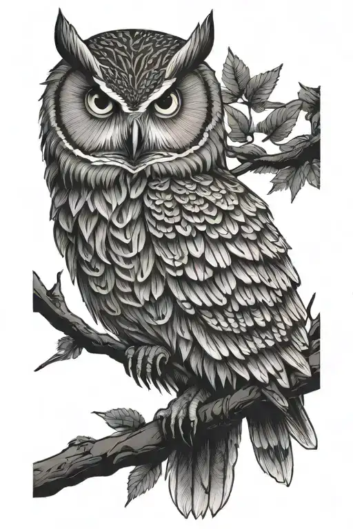 Wise Owl Through Redwood Branches