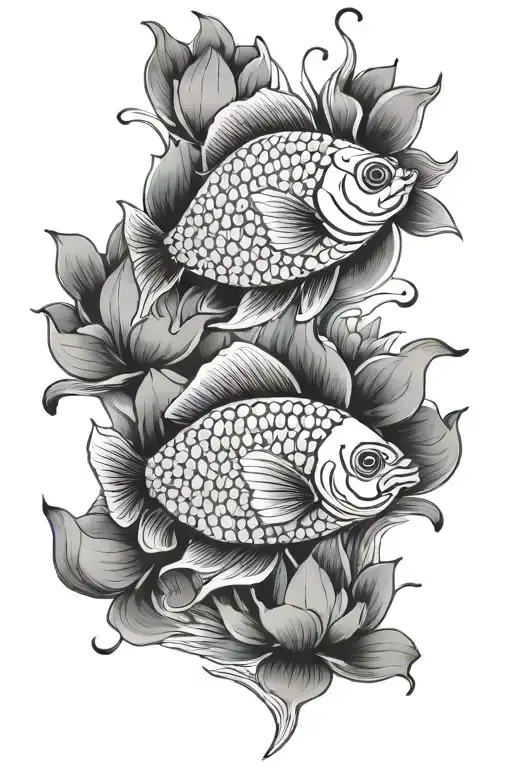 Coi Fish With Lotus