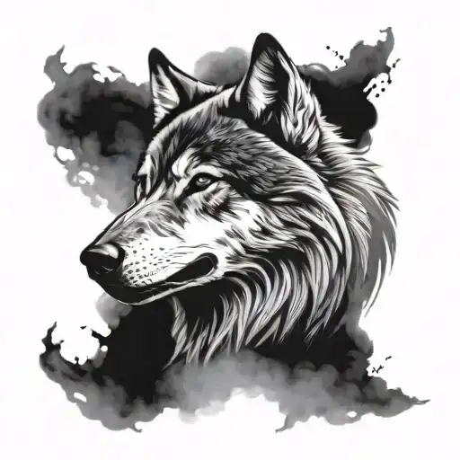 Lone Wolf Head With Mist