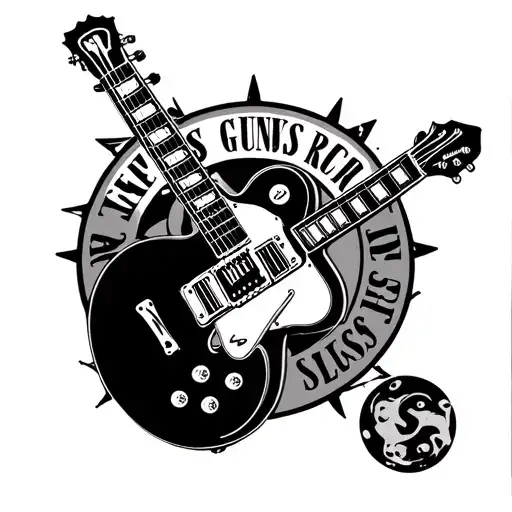 Guns N' Roses Logo With Les Paul Guitar Surrounded