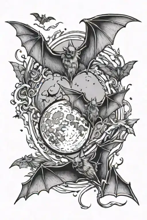 Bats And Moon Merging Together With Tyb