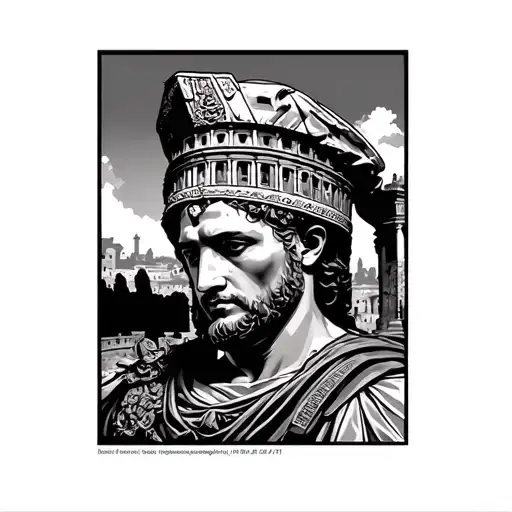 Roman With Coliseum Behind