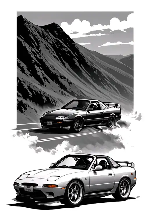 Nissan 200Sx S13 And Mazda Mx5 Mk1 Tandem Drifting On Mountain Road Winding