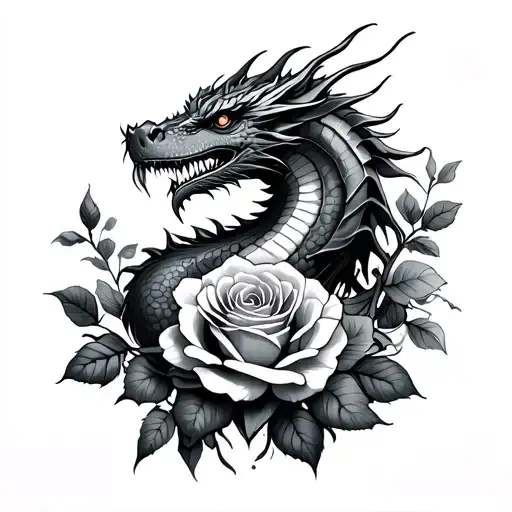 Dragon And Roses