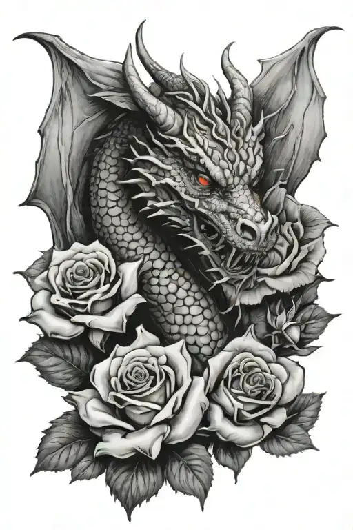 Dragon With Roses
