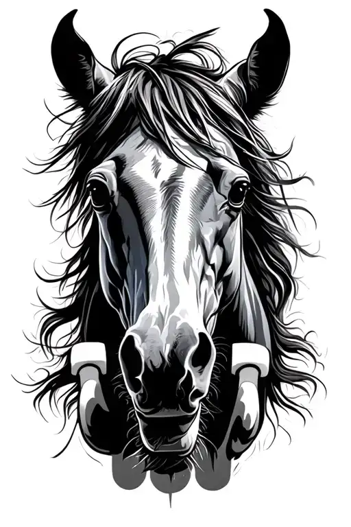 Horse Jumping Over A Hurdle