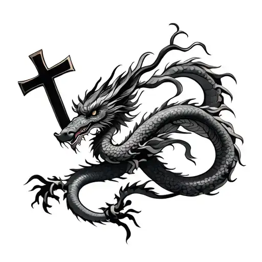 Chinese Dragon With A Cross Wrapped