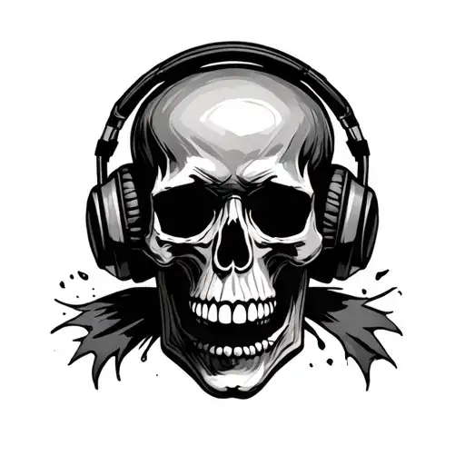 Skull Wearing Headphones