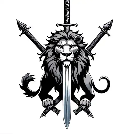 Lion And Two Long Swords Crossed