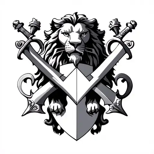 Family Crest Lion And Swords