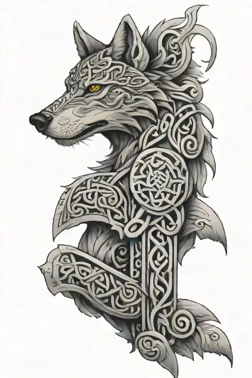 Celtic Wolf Totem Pole
