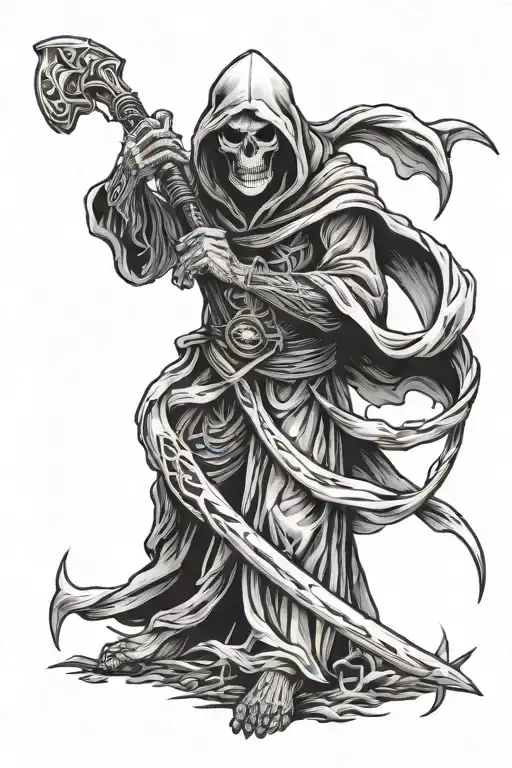 Grim Reaper Holding A Scythe