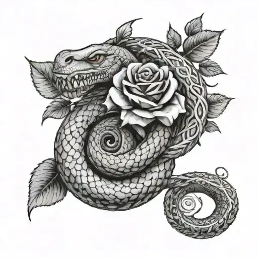Serpent Et Rose Intertwined