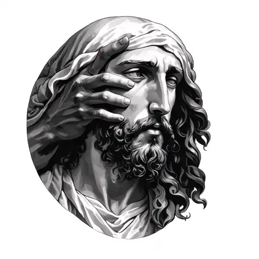 Hand Of Jesus Supporting Someone With Hand Of Jesus On The Shoulder