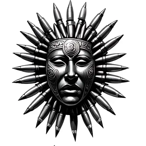 African War Mask Adorned In Bullets Forming