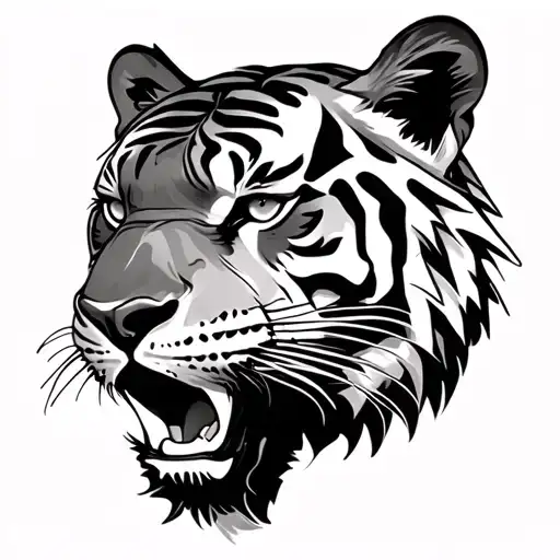 Tiger Head Tattoo Holding