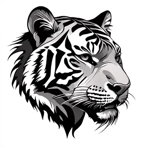 Tiger Head Outline Drawing