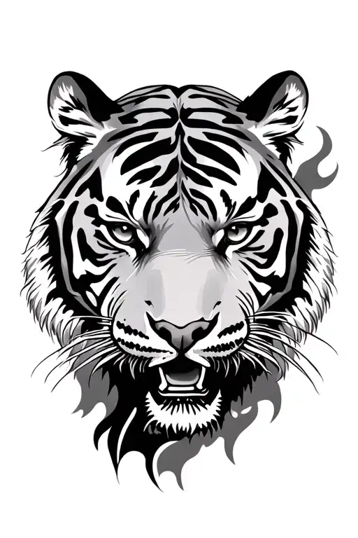 Tiger Head Outline Drawing
