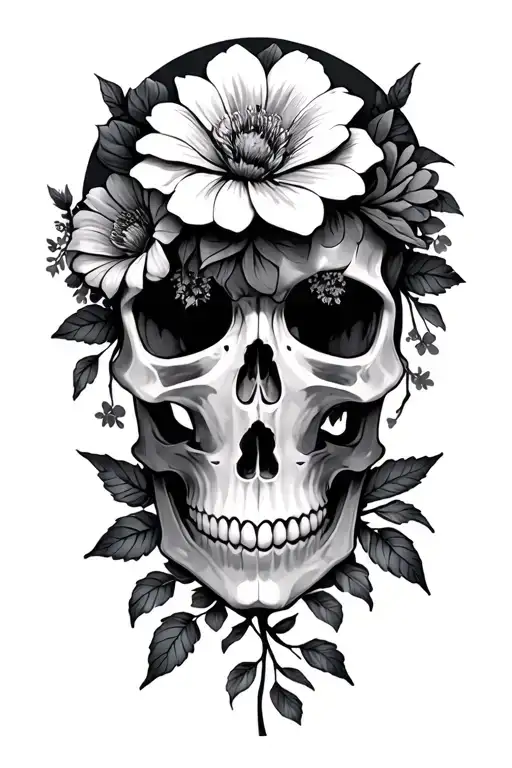 Skull And Flowers