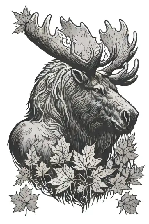 Moose Bear With Maple Leaf