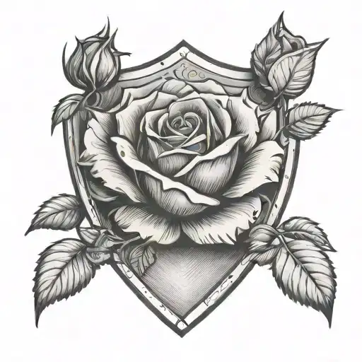 A Rose Engraved On A Shield