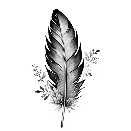 Feather With Cosmos And Foliage Embelishment