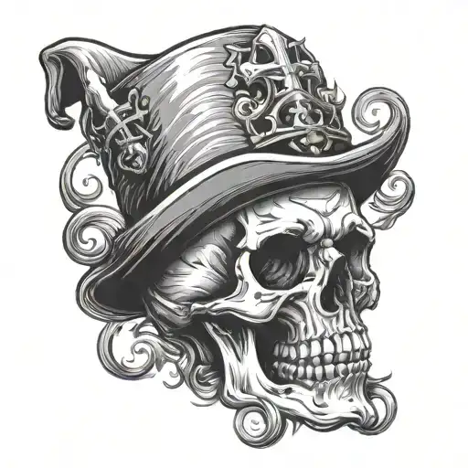 Skull With Jester Hat Surrounded