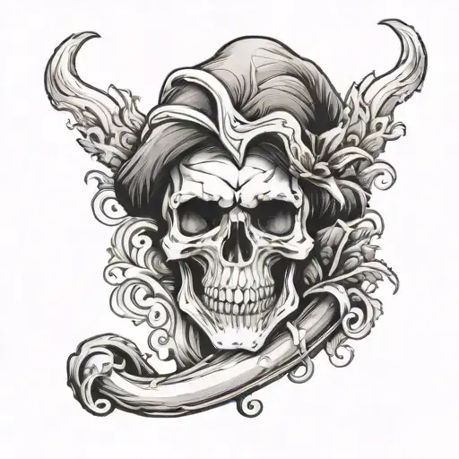 Skull With Jester Hat Enveloped