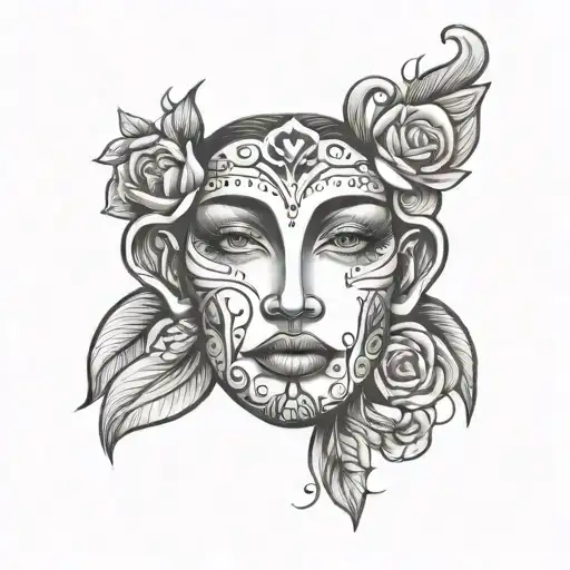 Black And White Tattoo Of A Face