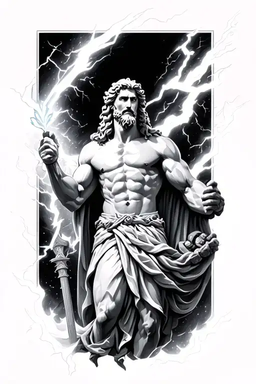 Zeus Wielding A Lightning Bolt