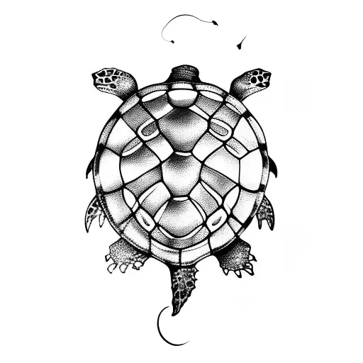 A Family Of Sea Turtles With Each Turtle Representing A Family Member In A Black-grey Style