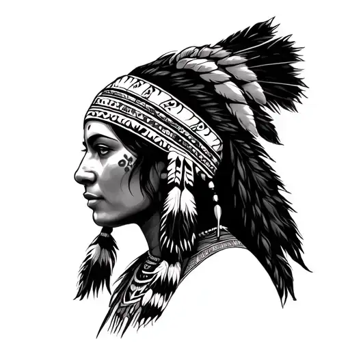 Forward Looking Native Woman With Headgear