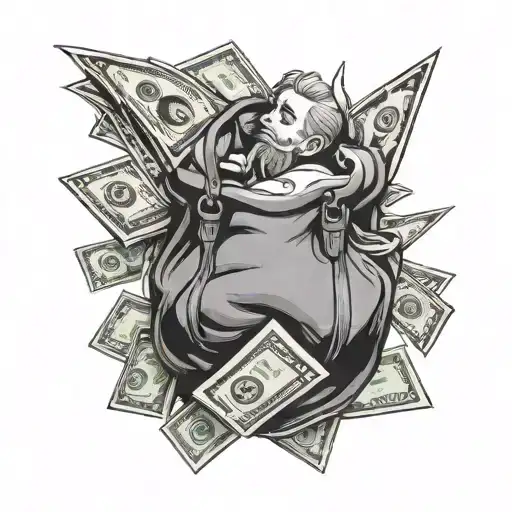 Angle Holding Bag Of Money