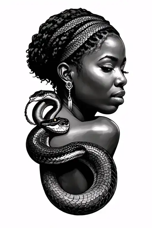 African Woman With Cobra Around Arm