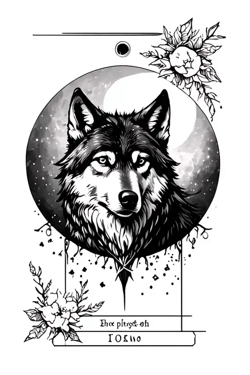 Moon Tarot With Wolf Silhouette
