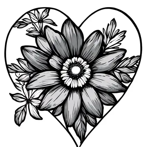 Forget Me Not Flower In A Heart Shape Outline Thin Line