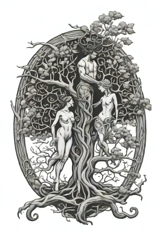 Man And Woman In Twine Tree Of Life