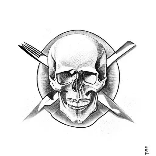 A Skull With Barber Scissors As Crossbones And The Words Ten7 Cutz In A Banner Below