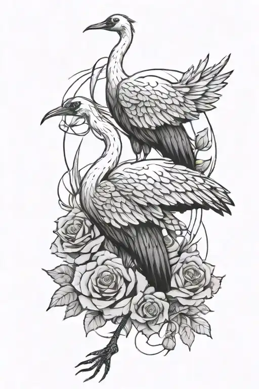 Crane Et Rose Intertwined