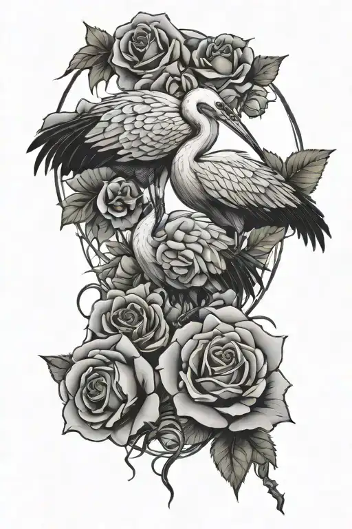 Crane Et Rose Intertwined