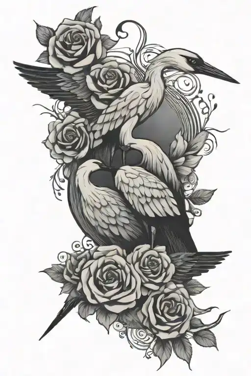 Crane Et Rose Intertwined